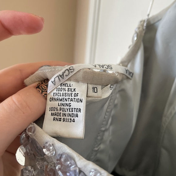 Scala Silver Rhinestone Floor Length Gown - Picture 7 of 9